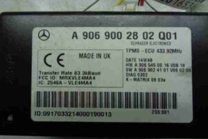 Изображение товара 16536 - 00016536 blok upravleniya sistemy kontrolya davleniya v shinakh (RDC) Fiat Brava 2